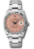 Rolex Date 34 Watch - Fluted Bezel - Pink Index Dial - 115234 pso