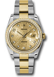 Rolex Steel and Yellow Gold Rolesor Datejust 36 Watch - 52 Diamond Bezel - Champagne Jubilee Diamond Dial - Oyster Bracelet - 116243 chjdo