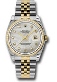 Rolex Steel and Yellow Gold Rolesor Datejust 36 Watch - 52 Brilliant-Cut Diamond Bezel - Mother-Of-Pearl Diamond Dial - Jubilee Bracelet - 116243 mdj