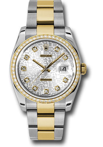 Rolex Steel and Yellow Gold Rolesor Datejust 36 Watch - 52 Diamond Bezel - Silver Jubilee Diamond Dial - Oyster Bracelet - 116243 sjdo