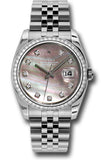 Rolex Steel and White Gold Datejust 36 Watch - 52 Diamond Bezel - Dark Mother-Of-Pearl Diamond Dial - Jubilee Bracelet - 116244 dkmdj