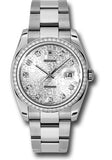 Rolex Steel and White Gold Datejust 36 Watch - 52 Diamond Bezel - Silver Jubilee Diamond Dial - Oyster Bracelet - 116244 sjdo