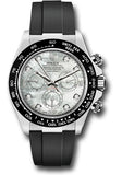Rolex White Gold Cosmograph Daytona 40 Watch - Mother-of-Pearl Diamond Dial - Black Oysterflex Strap - 116519LN mdof