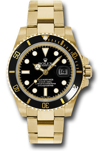 Ru Ved navn Lav Rolex Yellow Gold Submariner Date Watch - Black Dial - 116618 bk – Mac Time  Chicago