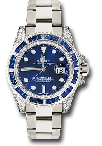 Rolex White Gold Submariner Date Watch - Sapphire And Diamond - – Time Chicago