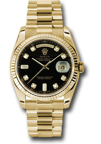 Rolex Datejust President Yellow Gold Black Diamond Dial Ladies