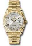 Rolex Yellow Gold Day-Date 36 Watch - Fluted Bezel - Silver Jubilee Diamond Dial - President Bracelet - 118238 sjdp