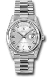 Rolex Platinum Day-Date 36 Watch - Domed Bezel - Silver Diamond Dial - President Bracelet - 118296 sdp