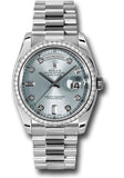Rolex Platinum Day-Date 36 Watch -  Bezel - Glacier Blue Diamond Dial - President Bracelet - 118346 gladp