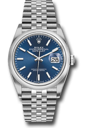 Rolex Steel Datejust 36 Watch - Domed Bezel - Blue Index Dial - Jubilee Bracelet - 2019 Release - 126200 blij