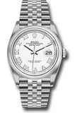 Rolex Steel Datejust 36 Watch - Domed Bezel - White Roman Dial - Jubilee Bracelet - 2019 Release - 126200 wrj