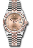 Rolex Steel and Everose Rolesor Datejust 36 Watch - Fluted Bezel - Rose Roman Dial - Jubilee Bracelet - 126231 rdr69j