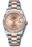 Rolex Steel and Everose Rolesor Datejust 36 Watch - Fluted Bezel - Rose Roman Dial - Oyster Bracelet - 126231 rdr69o