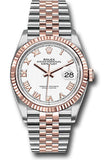 Rolex Steel and Everose Rolesor Datejust 36 Watch - Fluted Bezel - White Roman Dial - Jubilee Bracelet - 126231 wrj