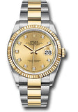 Rolex Steel and Yellow Gold Rolesor Datejust 36 Watch - Fluted Bezel - Champagne Diamond Dial - Oyster Bracelet - 126233 chdo