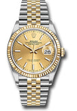 Rolex Steel and Yellow Gold Rolesor Datejust 36 Watch - Fluted Bezel - Champagne Index Dial - Jubilee Bracelet - 126233 chij