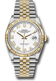 Rolex Steel and Yellow Gold Rolesor Datejust 36 Watch - Fluted Bezel - White Roman Dial - Jubilee Bracelet - 126233 wrj