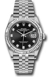 Rolex Steel Datejust 36 Watch - Fluted Bezel - Black Diamond Dial - Jubilee Bracelet - 2019 Release - 126234 bkdj