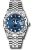 Rolex Steel Datejust 36 Watch - Fluted Bezel - Blue Diamond Dial - Jubilee Bracelet - 2019 Release - 126234 bldj
