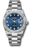 Rolex Steel Datejust 36 Watch - Fluted Bezel - Blue Diamond Dial - Oyster Bracelet - 2019 Release - 126234 bldo