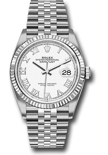 Rolex Steel Datejust 36 Watch - Fluted Bezel - White Roman Dial - Jubilee Bracelet - 2019 Release - 126234 wrj
