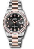 Rolex Steel and Everose Rolesor Datejust 36 Watch - Diamond Bezel - Black Diamond Dial - Oyster Bracelet - 126281RBR bkdo