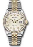 Rolex Steel and Yellow Gold Rolesor Datejust 36 Watch - Yellow Diamond Bezel - Silver Jubilee Diamond Dial - Jubilee Bracelet - 126283RBR sjdj