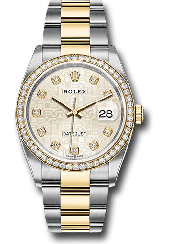 Rolex Steel and Yellow Gold Rolesor Datejust 36 Watch - Diamond Bezel - Silver Jubilee Diamond Dial - Oyster Bracelet - 126283RBR sjdo