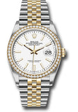 Rolex Steel and Yellow Gold Rolesor Datejust 36 Watch - Yellow Diamond Bezel - White Index Dial - Jubilee Bracelet - 126283RBR wij