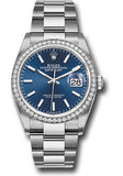 Rolex Steel Datejust 36 Watch - Diamond Bezel - Blue Index Dial - Oyster Bracelet - 2019 Release - 126284RBR blio