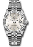 Rolex Steel Datejust 36 Watch - Diamond Bezel - Silver Index Dial - Jubilee Bracelet - 2019 Release - 126284RBR sij