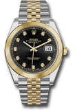 Rolex Steel and Yellow Gold Rolesor Datejust 41 Watch - Smooth Bezel - Black Diamond Dial - Jubilee Bracelet - 126303 bkdj