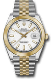 Rolex Steel and Yellow Gold Rolesor Datejust 41 Watch - Smooth Bezel - White Index Dial - Jubilee Bracelet - 126303 wij
