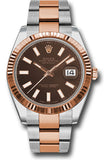 Rolex Steel and Everose Rolesor Datejust 41 Watch - Fluted Bezel - Chocolate Index Dial - Oyster Bracelet - 126331 choio