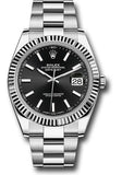Rolex Steel and White Gold Rolesor Datejust 41 Watch - Fluted Bezel - Black Index Dial - Oyster Bracelet - 126334 bkio