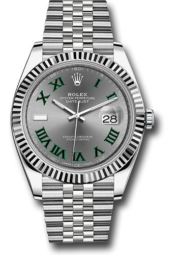 Rolex Steel and White Gold Rolesor Datejust 41 Watch - Fluted Bezel - Slate Green Roman Dial - Jubilee Bracelet - 126334 slgrj