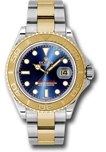 Men's Rolex Yacht-Master Steel and Gold Watch Blue Dial Yellow Gold 60min  Bezel Oyster Bracelet
