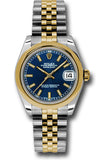 Rolex Steel and Yellow Gold Datejust 31 Watch - Domed Bezel - Blue Index Dial - Jubilee Bracelet - 178243 blij