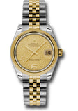 Rolex Steel and Yellow Gold Datejust 31 Watch - Domed Bezel - Champagne Floral Motif Dial - Jubilee Bracelet - 178243 chfj