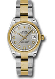 Rolex Steel and Yellow Gold Datejust 31 Watch - Domed Bezel - Silver Diamond Dial - Oyster Bracelet - 178243 sdo