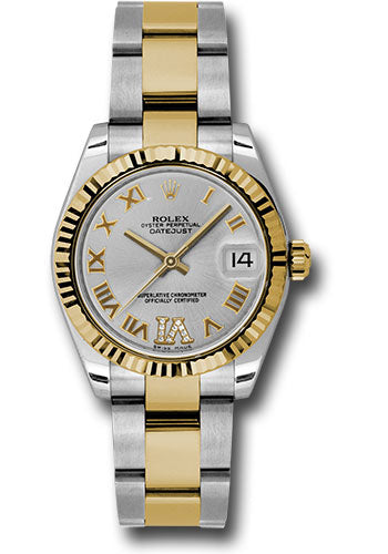 Rolex Steel and Yellow Gold Datejust 31 Watch - Fluted Bezel - Silver Diamond Roman Vi Roman Dial - Oyster Bracelet - 178273 sdro