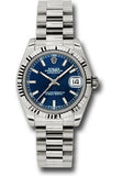 Rolex White Gold Datejust 31 Watch - Fluted Bezel - Blue Index Dial - President Bracelet - 178279 blip