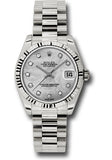Rolex White Gold Datejust 31 Watch - Fluted Bezel - Mother-Of-Pearl Diamond Dial - President Bracelet - 178279 mdp
