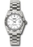 Rolex White Gold Datejust 31 Watch - Fluted Bezel - White Index Dial - President Bracelet - 178279 wip