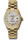 Rolex Yellow Gold Datejust 31 Watch - 48 Diamond Bezel - Mother-Of-Pearl Roman Dial - President Bracelet - 178288 mrp