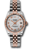 Rolex Steel and Everose Gold Datejust 31 Watch - 24 Diamond Bezel - Mother-Of-Pearl Roman Dial - Jubilee Bracelet - 178341 mrj