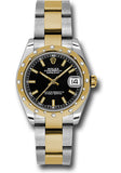 Rolex Steel and Yellow Gold Datejust 31 Watch - 24 Diamond Bezel - Black Index Dial - Oyster Bracelet - 178343 bkio