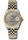 Rolex Steel and Yellow Gold Datejust 31 Watch - 24 Diamond Bezel - Grey Roman Dial - Jubilee Bracelet - 178343 grj