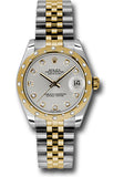 Rolex Steel and Yellow Gold Datejust 31 Watch - 24 Diamond Bezel - Silver Diamond Dial - Jubilee Bracelet - 178343 sdj