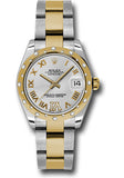 Rolex Steel and Yellow Gold Datejust 31 Watch - 24 Diamond Bezel - Silver Diamond Roman Vi Roman Dial - Oyster Bracelet - 178343 sdro